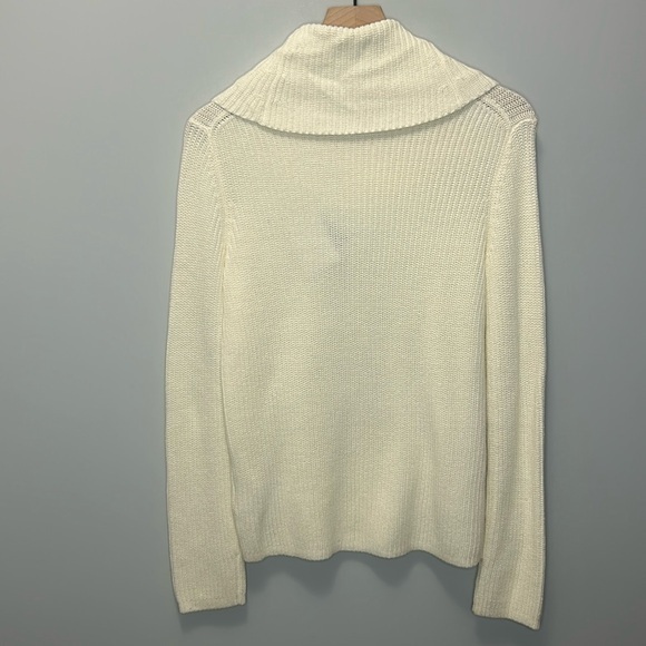 "NWT" Lands' End Knit Cotton Blend Ivory Cowl Neck‎ Sweater- Size Small (6-8) - Picture 2 of 11